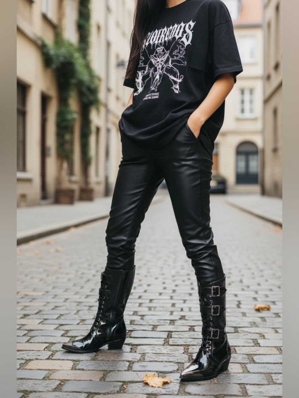 Killstar Black Patent Lace Up Boots